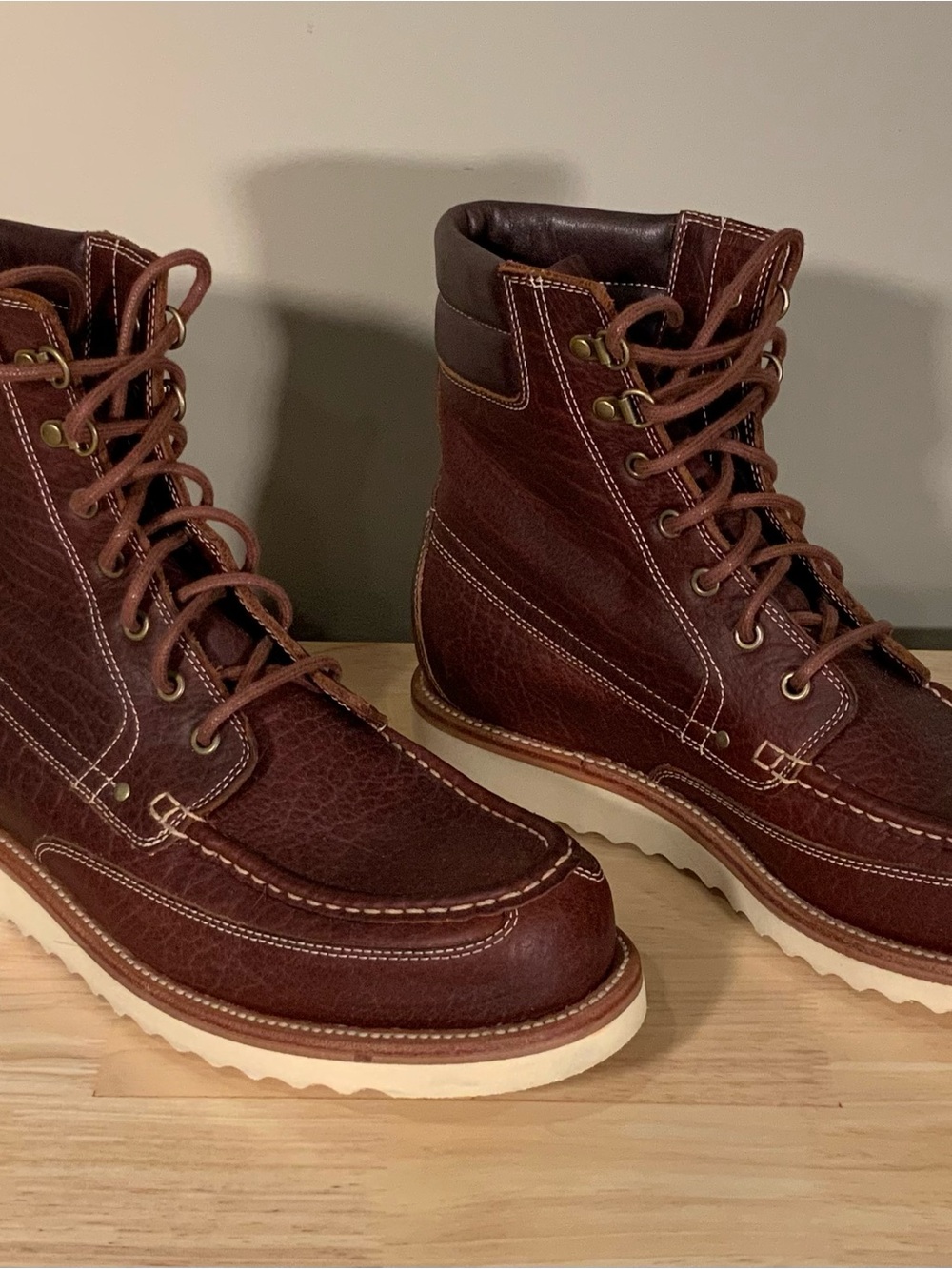 Grant Stone Field Boots Brown Bison Leather Mens Size 10E like 10.5D new w/ box - Picture 3 of 8